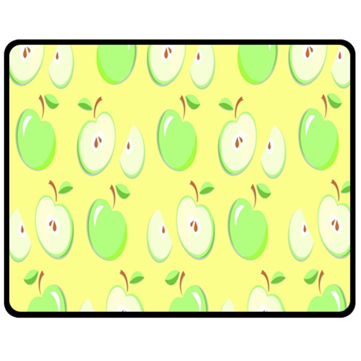 Apple Pattern Green Yellow Double Sided Fleece Blanket (Medium) 