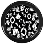  Card Christmas Decembera Wall Clock (Black) Front