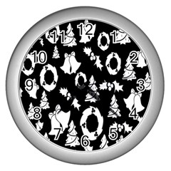  Card Christmas Decembera Wall Clock (silver) by artworkshop