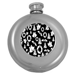  Card Christmas Decembera Round Hip Flask (5 Oz) by artworkshop