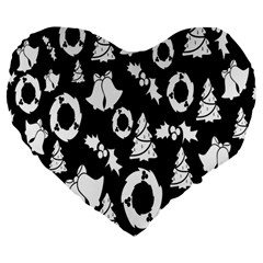  Card Christmas Decembera Large 19  Premium Heart Shape Cushions by artworkshop