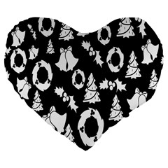  Card Christmas Decembera Large 19  Premium Flano Heart Shape Cushions by artworkshop