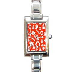 Orange Background Card Christmas  Rectangle Italian Charm Watch