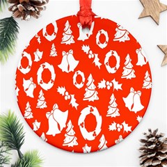 Orange Background Card Christmas  Ornament (Round)