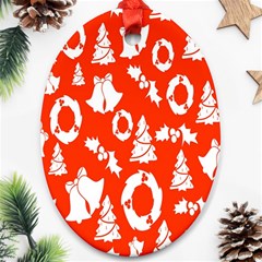 Orange Background Card Christmas  Ornament (Oval)