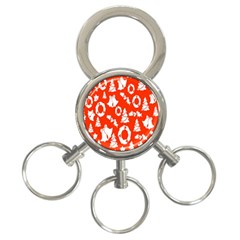 Orange Background Card Christmas  3-Ring Key Chain