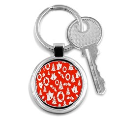 Orange Background Card Christmas  Key Chain (Round)