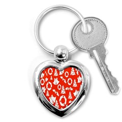 Orange Background Card Christmas  Key Chain (Heart)