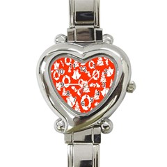 Orange Background Card Christmas  Heart Italian Charm Watch