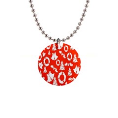 Orange Background Card Christmas  1  Button Necklace by artworkshop