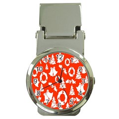 Orange Background Card Christmas  Money Clip Watches