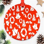 Orange Background Card Christmas  Round Ornament (Two Sides) Front