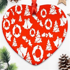 Orange Background Card Christmas  Heart Ornament (Two Sides)