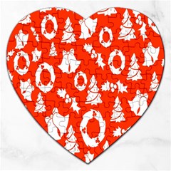 Orange Background Card Christmas  Jigsaw Puzzle (heart) by artworkshop