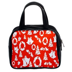 Orange Background Card Christmas  Classic Handbag (Two Sides)