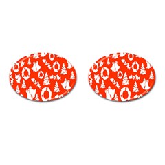 Orange Background Card Christmas  Cufflinks (oval) by artworkshop