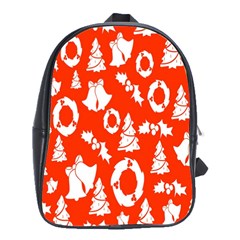 Orange Background Card Christmas  School Bag (Large)