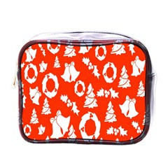 Orange Background Card Christmas  Mini Toiletries Bag (One Side)