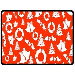 Orange Background Card Christmas  Fleece Blanket (large) 