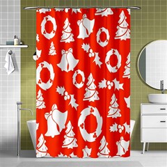 Orange Background Card Christmas  Shower Curtain 48  x 72  (Small) 