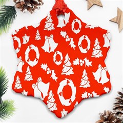 Orange Background Card Christmas  Ornament (Snowflake)