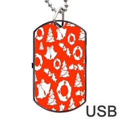 Orange Background Card Christmas  Dog Tag USB Flash (One Side)