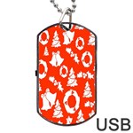 Orange Background Card Christmas  Dog Tag USB Flash (Two Sides) Front