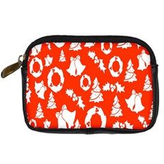 Orange Background Card Christmas  Digital Camera Leather Case by artworkshop