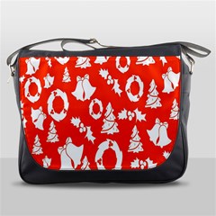 Orange Background Card Christmas  Messenger Bag