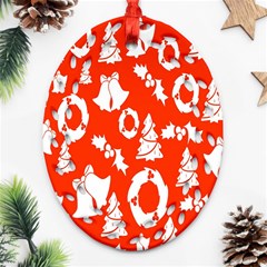 Orange Background Card Christmas  Ornament (oval Filigree) by artworkshop