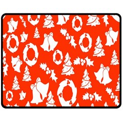 Orange Background Card Christmas  Double Sided Fleece Blanket (Medium) 