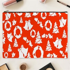 Orange Background Card Christmas  Cosmetic Bag (xxxl) by artworkshop