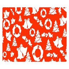 Orange Background Card Christmas  Double Sided Flano Blanket (Small) 