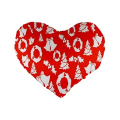 Orange Background Card Christmas  Standard 16  Premium Flano Heart Shape Cushions by artworkshop