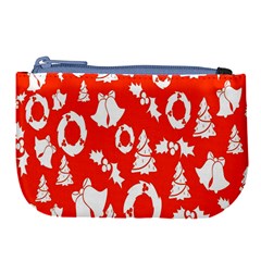 Orange Background Card Christmas  Large Coin Purse by artworkshop