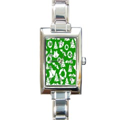 Green  Background Card Christmas  Rectangle Italian Charm Watch by artworkshop