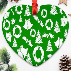 Green  Background Card Christmas  Ornament (heart) by artworkshop