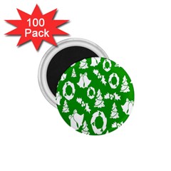 Green  Background Card Christmas  1 75  Magnets (100 Pack)  by artworkshop