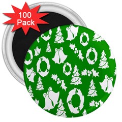 Green  Background Card Christmas  3  Magnets (100 Pack) by artworkshop