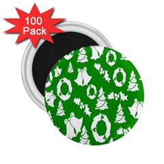 Green  Background Card Christmas  2 25  Magnets (100 Pack)  by artworkshop