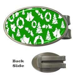 Green  Background Card Christmas  Money Clips (oval)  by artworkshop