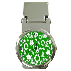 Green  Background Card Christmas  Money Clip Watches by artworkshop