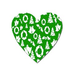 Green  Background Card Christmas  Heart Magnet