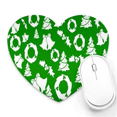 Green  Background Card Christmas  Heart Mousepads by artworkshop