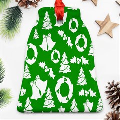 Green  Background Card Christmas  Bell Ornament (two Sides) by artworkshop