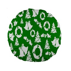 Green  Background Card Christmas  Standard 15  Premium Round Cushions by artworkshop