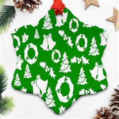 Green  Background Card Christmas  Ornament (snowflake) by artworkshop