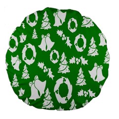 Green  Background Card Christmas  Large 18  Premium Round Cushions by artworkshop