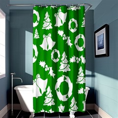 Green  Background Card Christmas  Shower Curtain 36  X 72  (stall)  by artworkshop