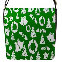 Green  Background Card Christmas  Flap Closure Messenger Bag (s) by artworkshop